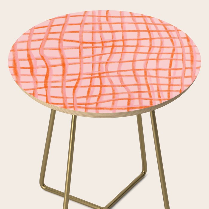 Modern abstract red and pink grids  Side Table Gallery Image 2