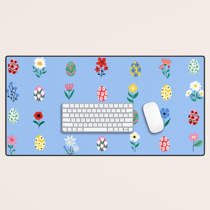 Spring Wild Flowers and Easter Eggs Desk Mat Gallery Image 1
