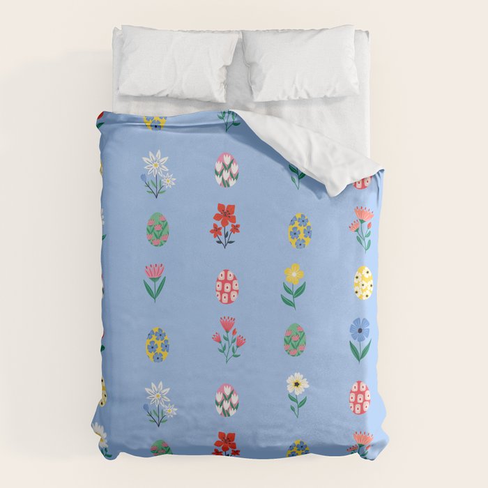 Spring Wild Flowers and Easter Eggs Duvet Cover Gallery Image 1