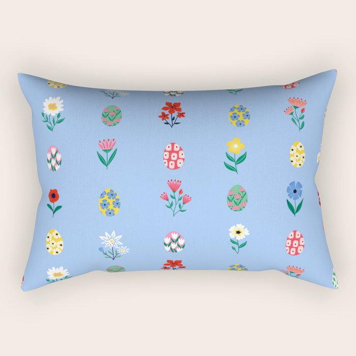 Spring Wild Flowers and Easter Eggs Rectangular Pillow Gallery Image 2