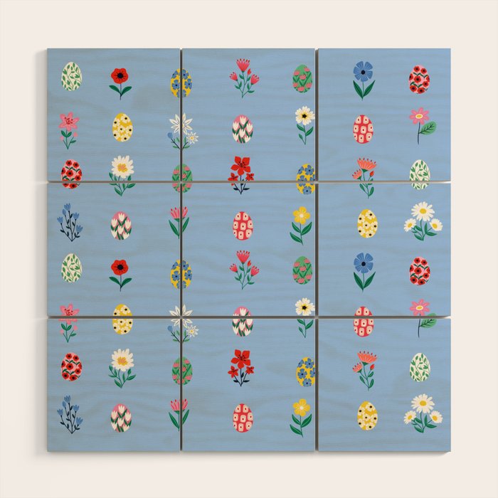 Spring Wild Flowers and Easter Eggs Wood Wall Art Gallery Image 1