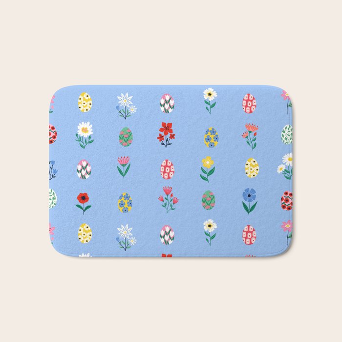 Spring Wild Flowers and Easter Eggs Bath Mat Gallery Image 1