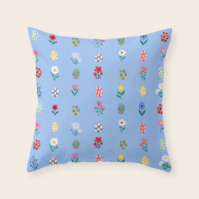 Spring Wild Flowers and Easter Eggs Throw Pillow Gallery Image 6