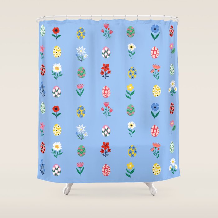 Spring Wild Flowers and Easter Eggs Shower Curtain Gallery Image 1