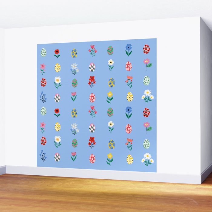 Spring Wild Flowers and Easter Eggs Wall Mural Gallery Image 2