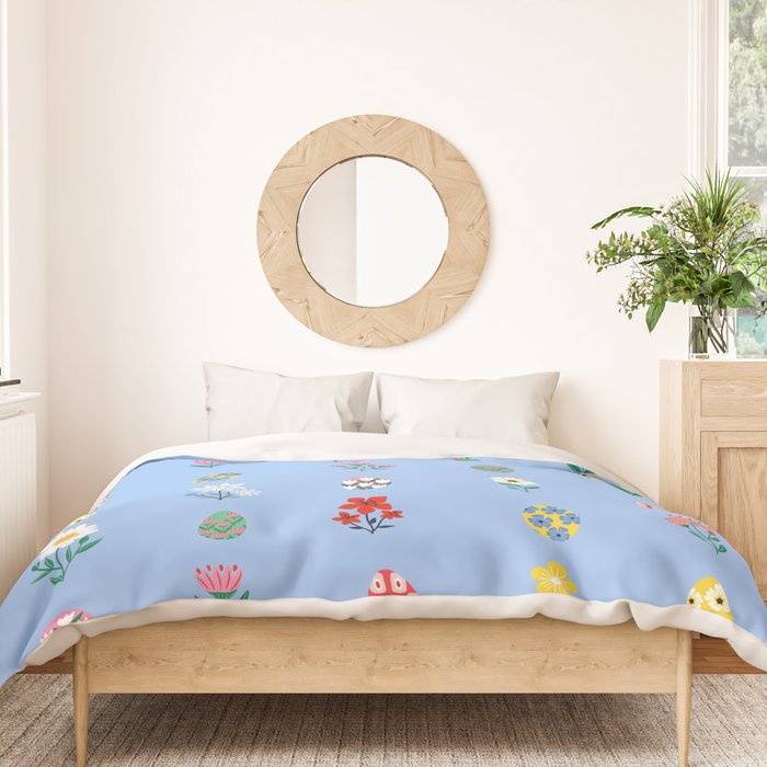 Spring Wild Flowers and Easter Eggs Duvet Cover Gallery Image 3