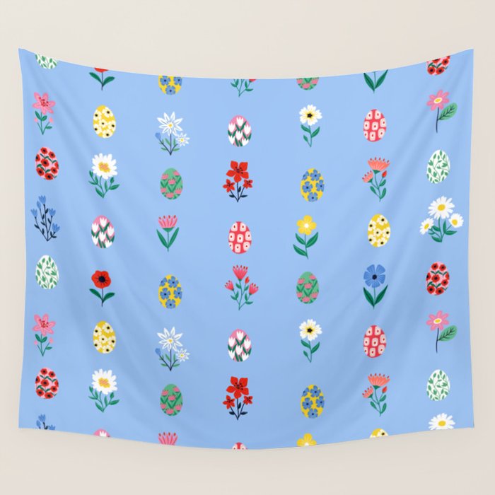 Spring Wild Flowers and Easter Eggs Wall Tapestry Gallery Image 4