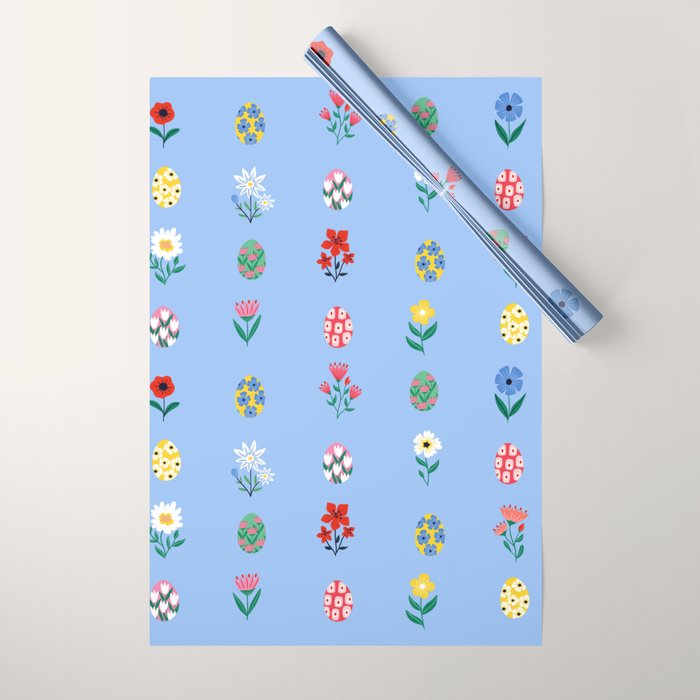 Spring Wild Flowers and Easter Eggs Wrapping Paper Gallery Image 1
