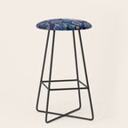 Blue Turquoise Gold Moroccan Tiles Boho Vintage Elegance Quatrefoil Shapes Stool Gallery Image 1