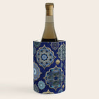 Blue Turquoise Gold Moroccan Tiles Boho Vintage Elegance Quatrefoil Shapes Wine Chiller Gallery Image 3