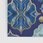 Blue Turquoise Gold Moroccan Tiles Boho Vintage Elegance Quatrefoil Shapes Poster Gallery Image 3