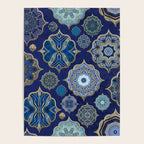 Blue Turquoise Gold Moroccan Tiles Boho Vintage Elegance Quatrefoil Shapes Poster Gallery Image 4