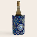 Blue Turquoise Gold Moroccan Tiles Boho Vintage Elegance Quatrefoil Shapes Wine Chiller Gallery Image 1