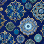 Blue Turquoise Gold Moroccan Tiles Boho Vintage Elegance Quatrefoil Shapes Coffee Mug Gallery Image 2