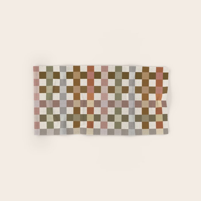 Harvest 2025 Cozy Autumn Plaid Rustic Fall Checkered Pattern Earthy Bath Towel Gallery Image 1