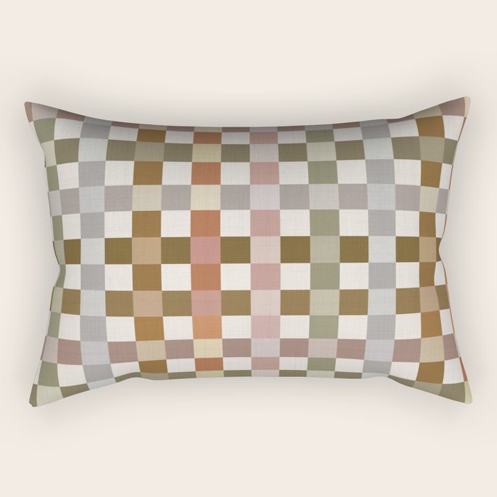 Harvest 2025 Cozy Autumn Plaid Rustic Fall Checkered Pattern Earthy Rectangular Pillow Gallery Image 1