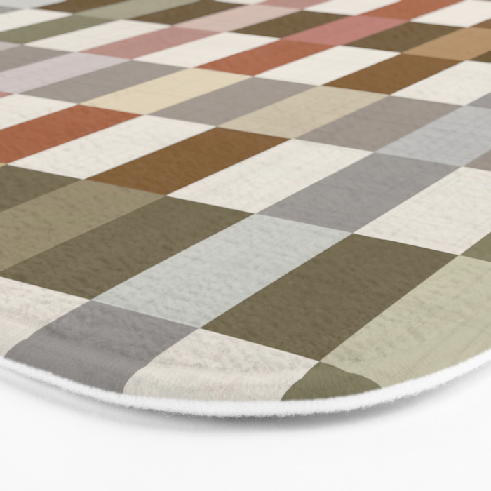 Harvest 2025 Cozy Autumn Plaid Rustic Fall Checkered Pattern Earthy Bath Mat Gallery Image 3