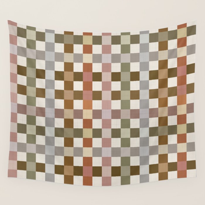 Harvest 2025 Cozy Autumn Plaid Rustic Fall Checkered Pattern Earthy Wall Tapestry Gallery Image 4