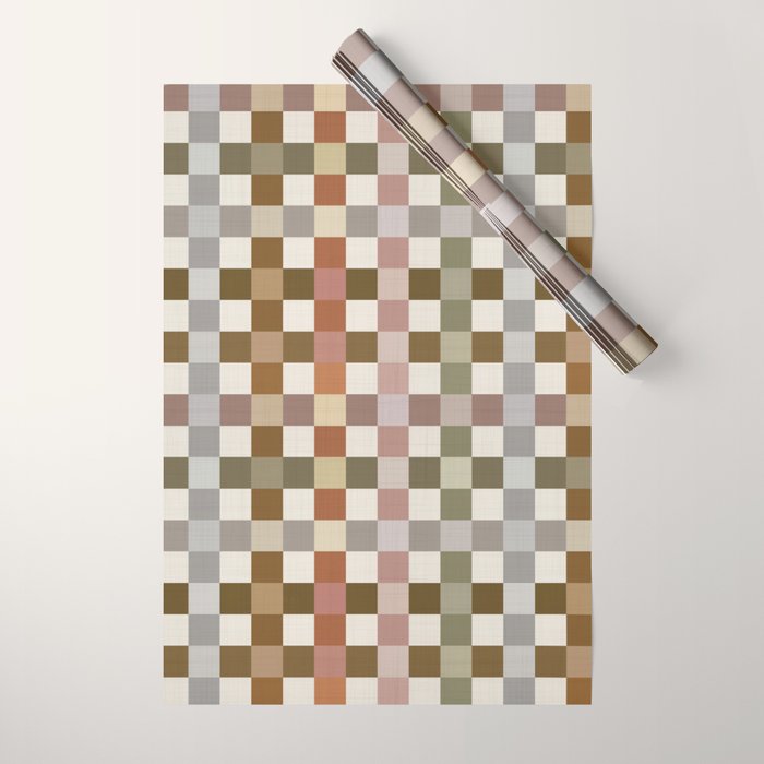 Harvest 2025 Cozy Autumn Plaid Rustic Fall Checkered Pattern Earthy Wrapping Paper Gallery Image 1