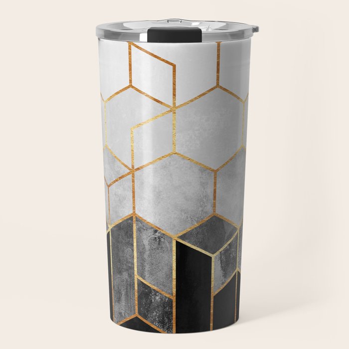 Charcoal Hexagons Travel Mug Gallery Image 1