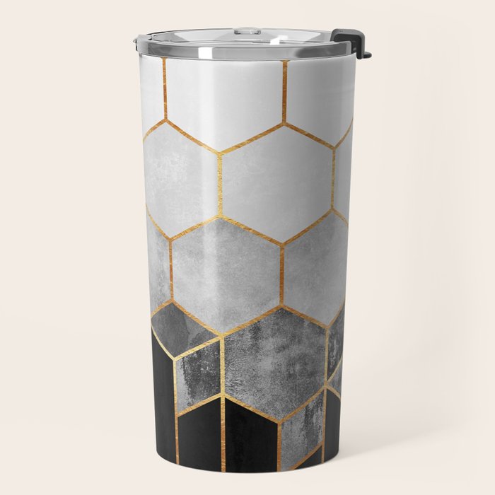 Charcoal Hexagons Travel Mug Gallery Image 2