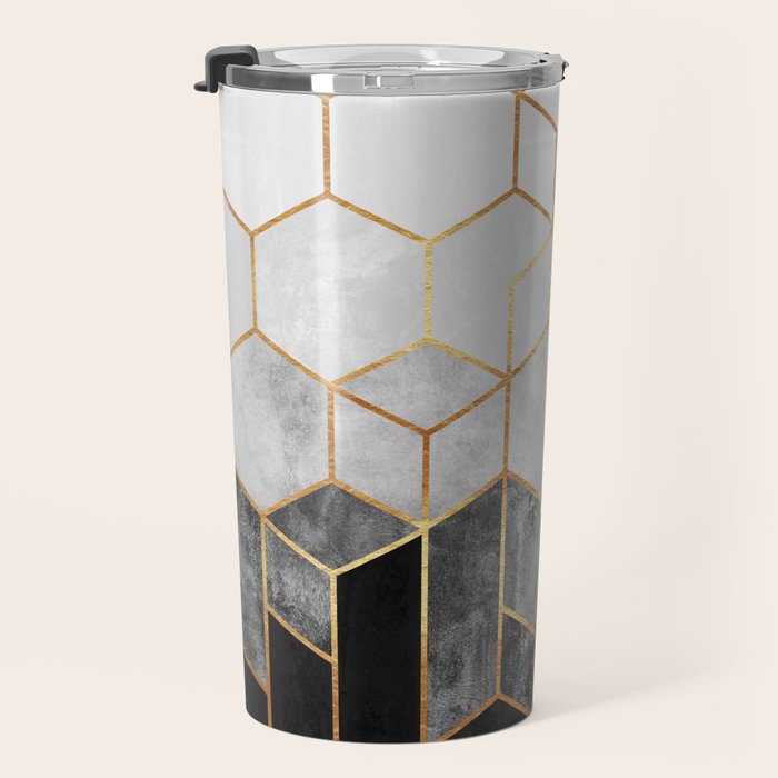 Charcoal Hexagons Travel Mug Gallery Image 3