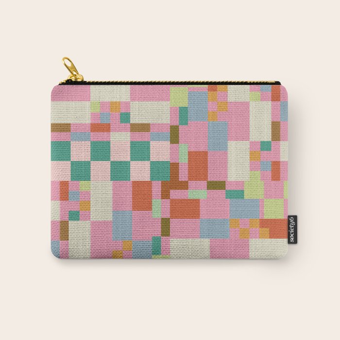 Retro vintage checkered geometric pattern Carry All Pouch Gallery Image 1