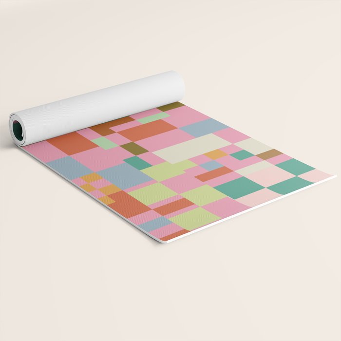Retro vintage checkered geometric pattern Yoga Mat Gallery Image 2