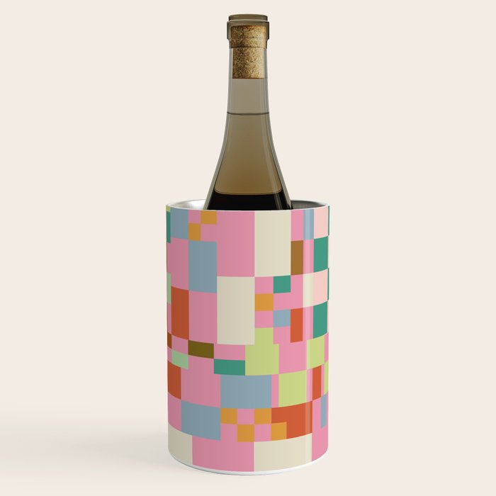 Retro vintage checkered geometric pattern Wine Chiller Gallery Image 3