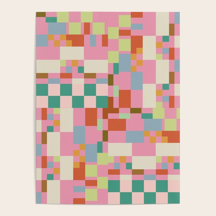 Retro vintage checkered geometric pattern Poster Gallery Image 4