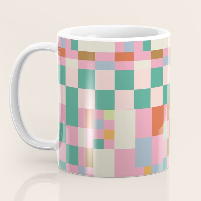 Retro vintage checkered geometric pattern Coffee Mug Gallery Image 3