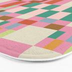 Retro vintage checkered geometric pattern Bath Mat Gallery Image 3