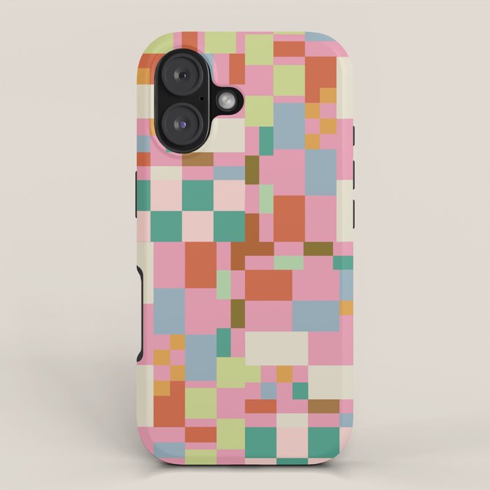 Retro vintage checkered geometric pattern iPhone Case Gallery Image 1