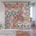 Retro vintage checkered geometric pattern Wall Mural Gallery Image 1