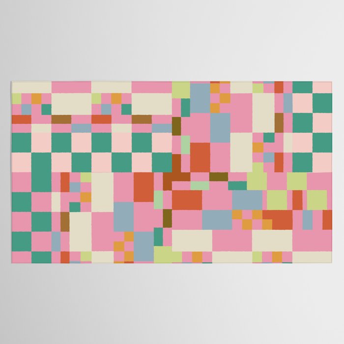 Retro vintage checkered geometric pattern Tablecloth Gallery Image 2