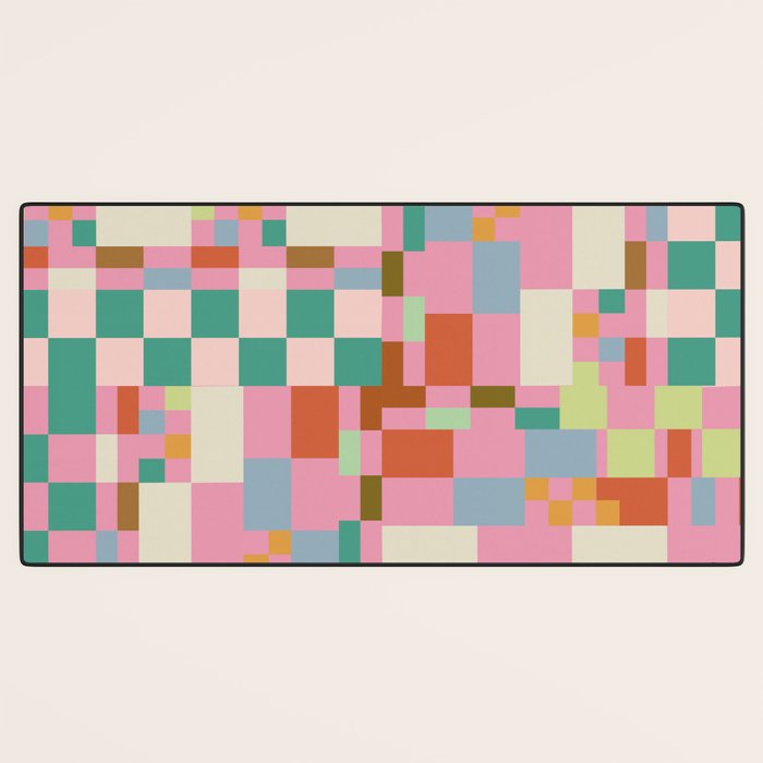 Retro vintage checkered geometric pattern Desk Mat Gallery Image 3