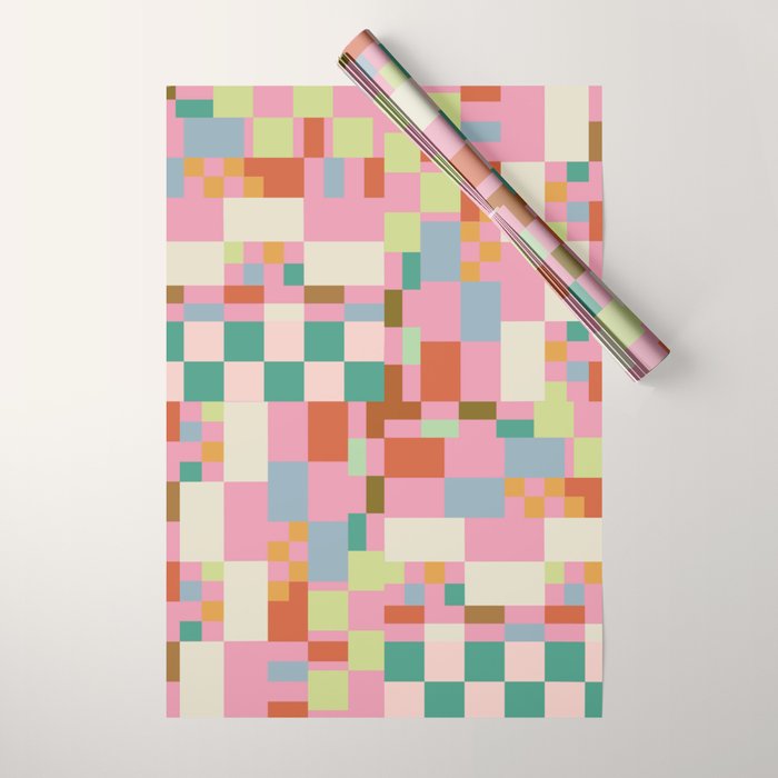 Retro vintage checkered geometric pattern Wrapping Paper Gallery Image 1
