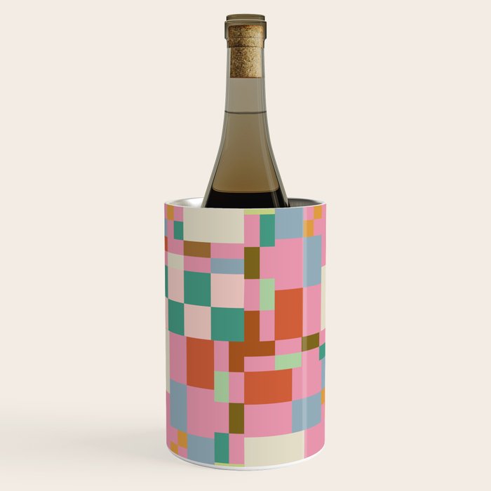 Retro vintage checkered geometric pattern Wine Chiller Gallery Image 1