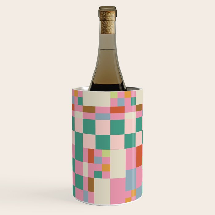 Retro vintage checkered geometric pattern Wine Chiller Gallery Image 2