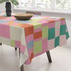 Retro vintage checkered geometric pattern Tablecloth Gallery Image 3