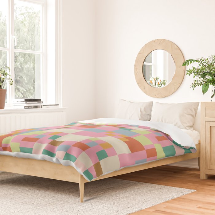 Retro vintage checkered geometric pattern Duvet Cover Gallery Image 2