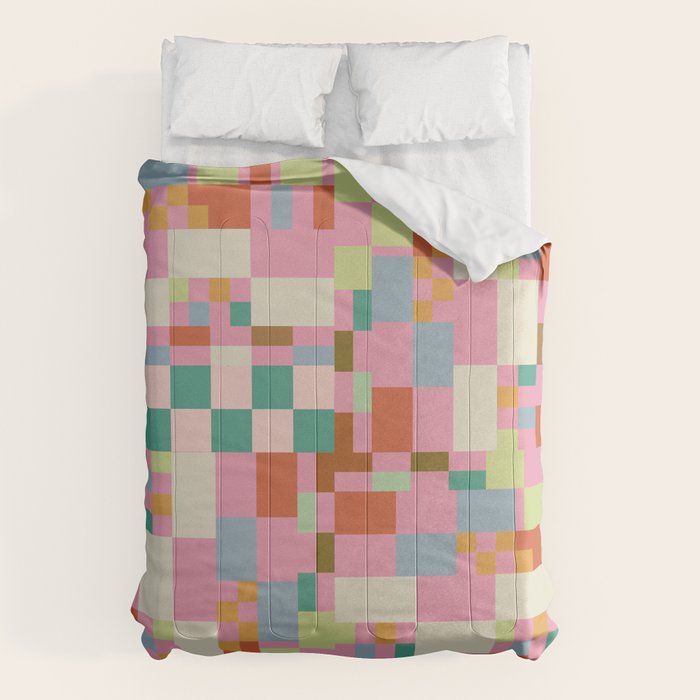 Retro vintage checkered geometric pattern Comforter Gallery Image 1