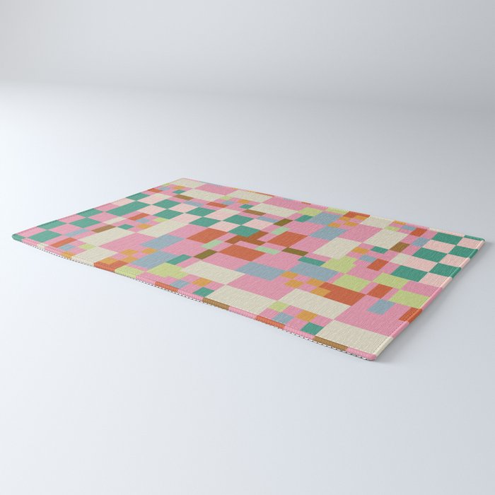 Retro vintage checkered geometric pattern Rug Gallery Image 3