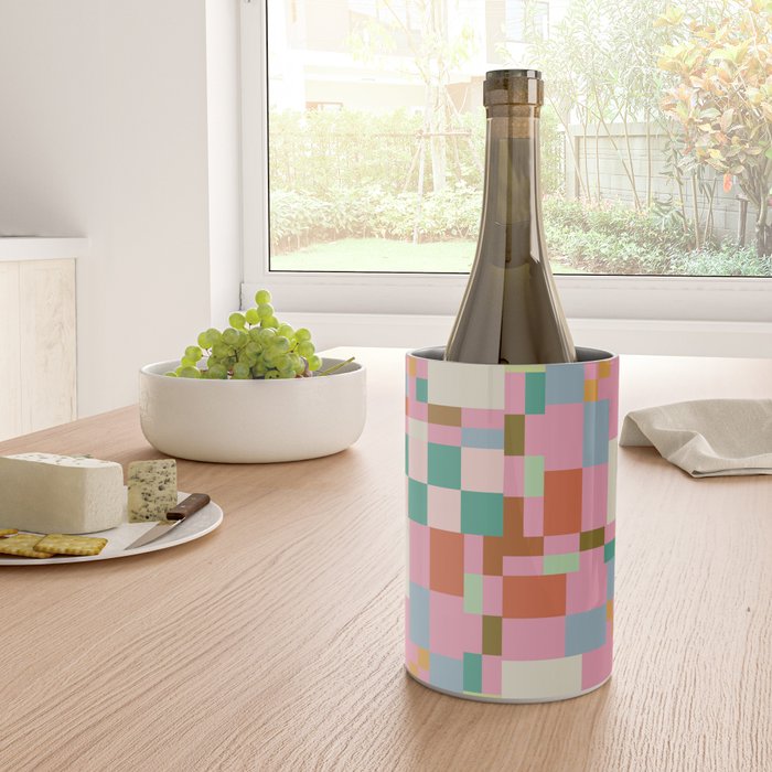 Retro vintage checkered geometric pattern Wine Chiller Gallery Image 4
