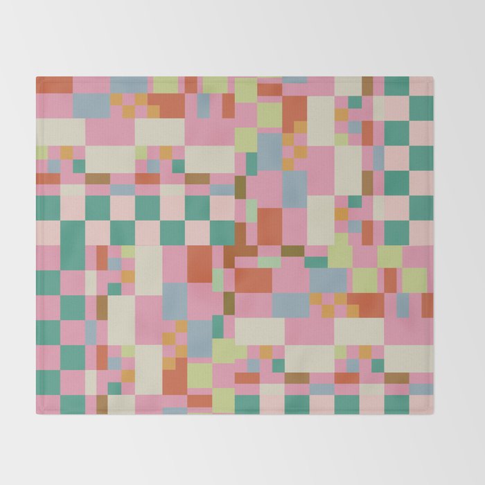 Retro vintage checkered geometric pattern Throw Blanket Gallery Image 2