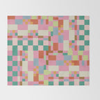 Retro vintage checkered geometric pattern Throw Blanket Gallery Image 2
