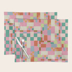 Retro vintage checkered geometric pattern Placemat Gallery Image 1