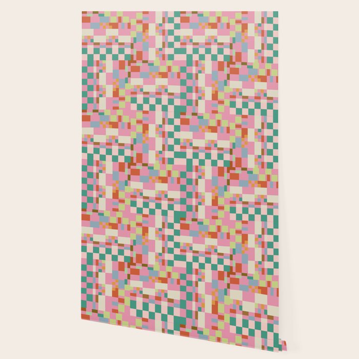 Retro vintage checkered geometric pattern Wallpaper Gallery Image 2