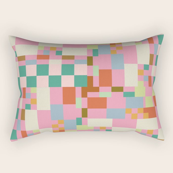 Retro vintage checkered geometric pattern Rectangular Pillow Gallery Image 1
