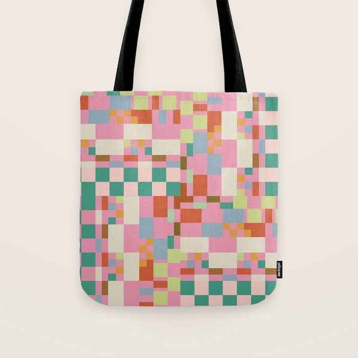 Retro vintage checkered geometric pattern Tote Bag Gallery Image 1
